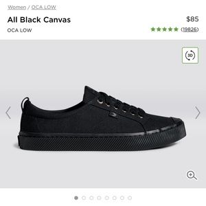 Cariuma ORA Low All Black Canvas Sneaker Sz 9